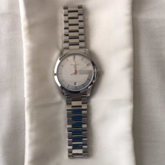 Gucci G-Timeless Stainless Steel Men's Watch with Triple-Link Bracelet - Picture 3 of 10